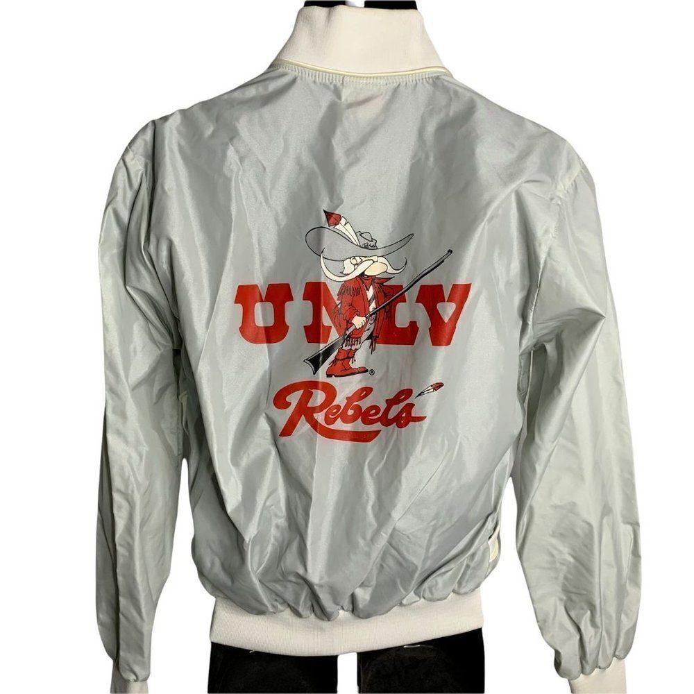 Vintage 80s UNLV Windbreaker Jacket M Grey Running Rebels Las Vegas